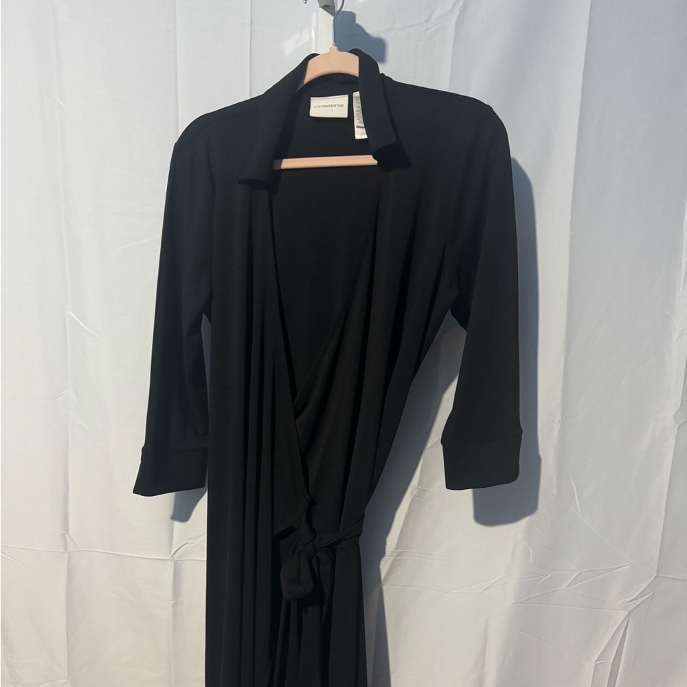 Liz Claiborne Classic Black Full Wrap Dress Size L